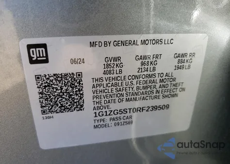 2024 Chevrolet Malibu Rs from USA, damaged, VIN 1G1ZG5ST0RF239509